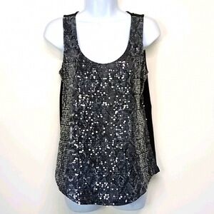 Kenneth Cole Black and Gray Sequin Tank Top
